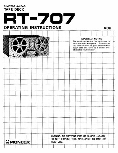 Pioneer RT 707 Open Reel Recorder User Manual